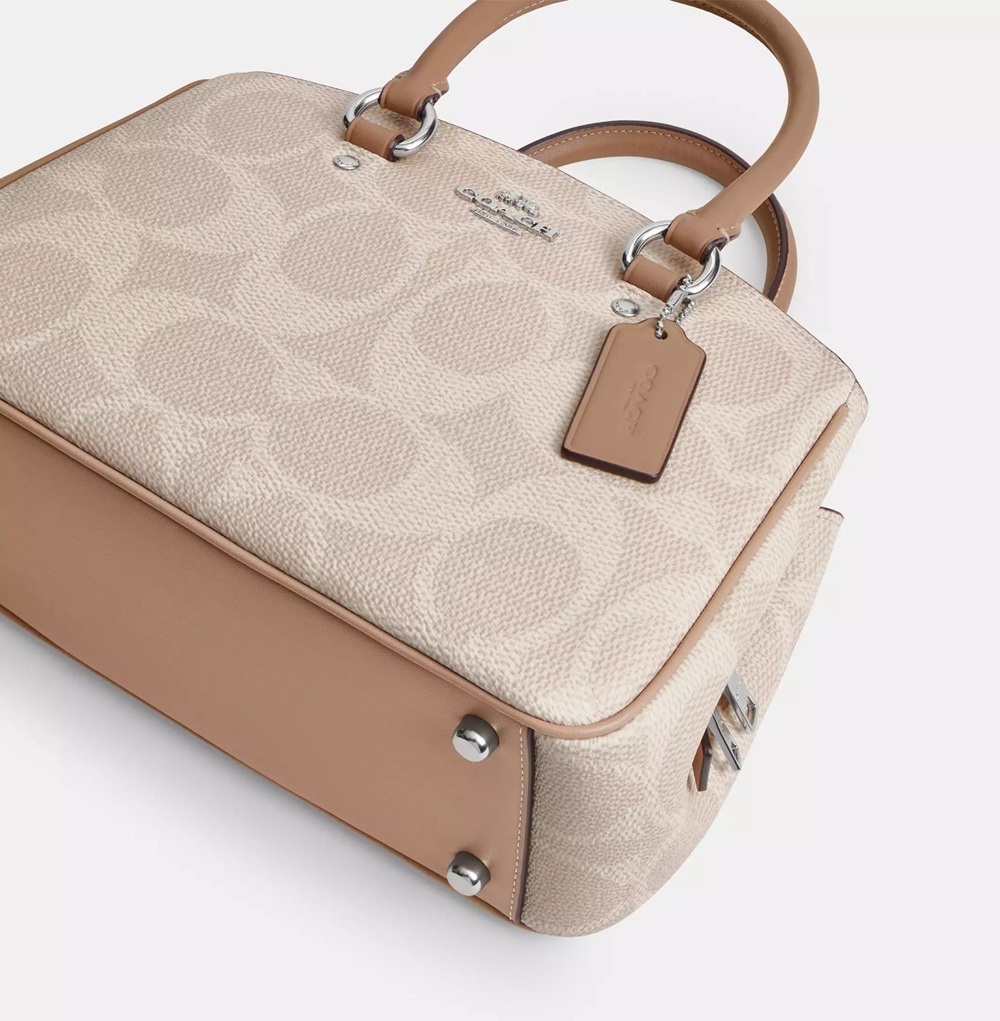 Savannah Small Carryall Bag In Signature Canvas Sand Taupe Coach