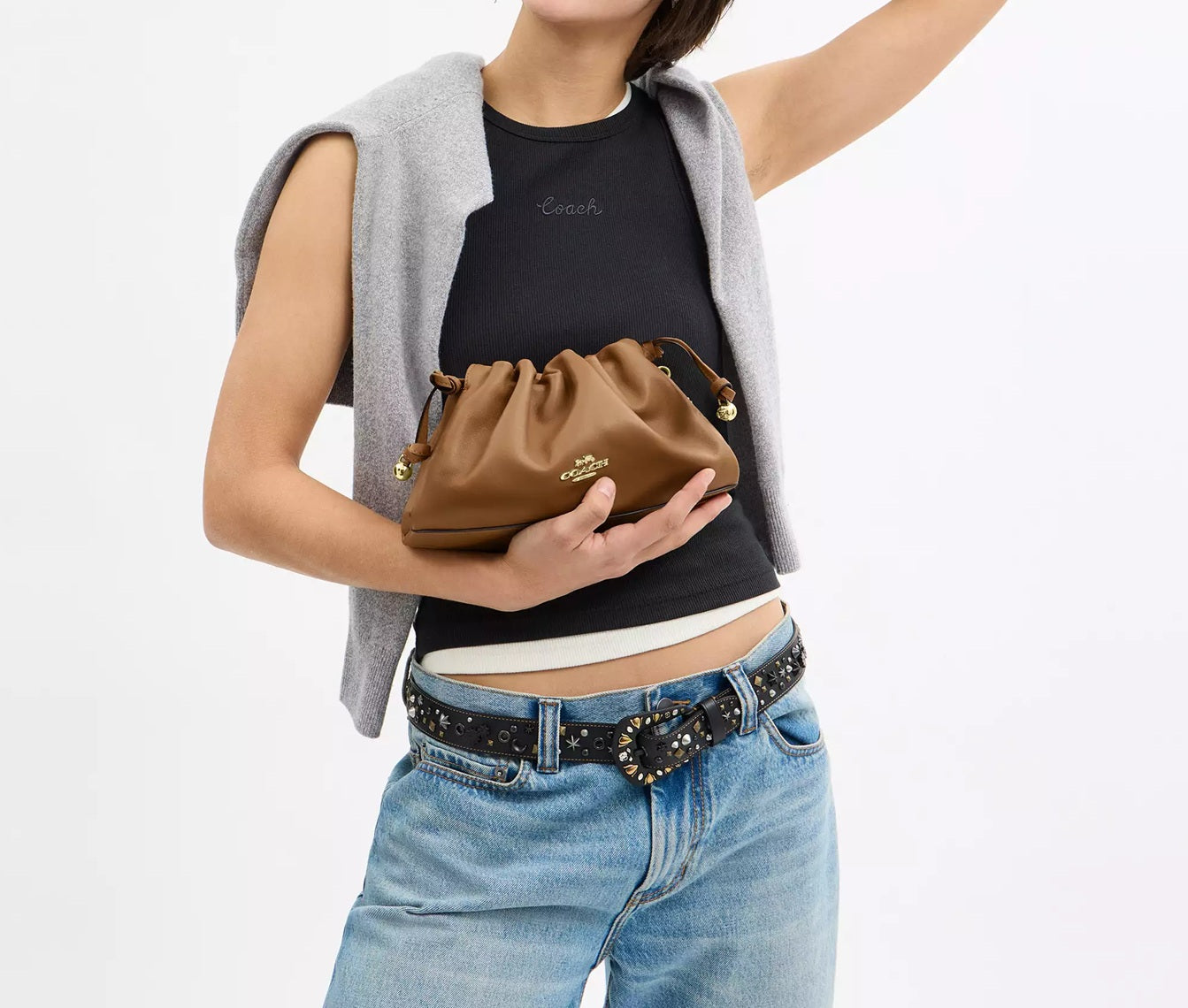 Faye Shoulder Bag With Ruching Honey Brown Coach