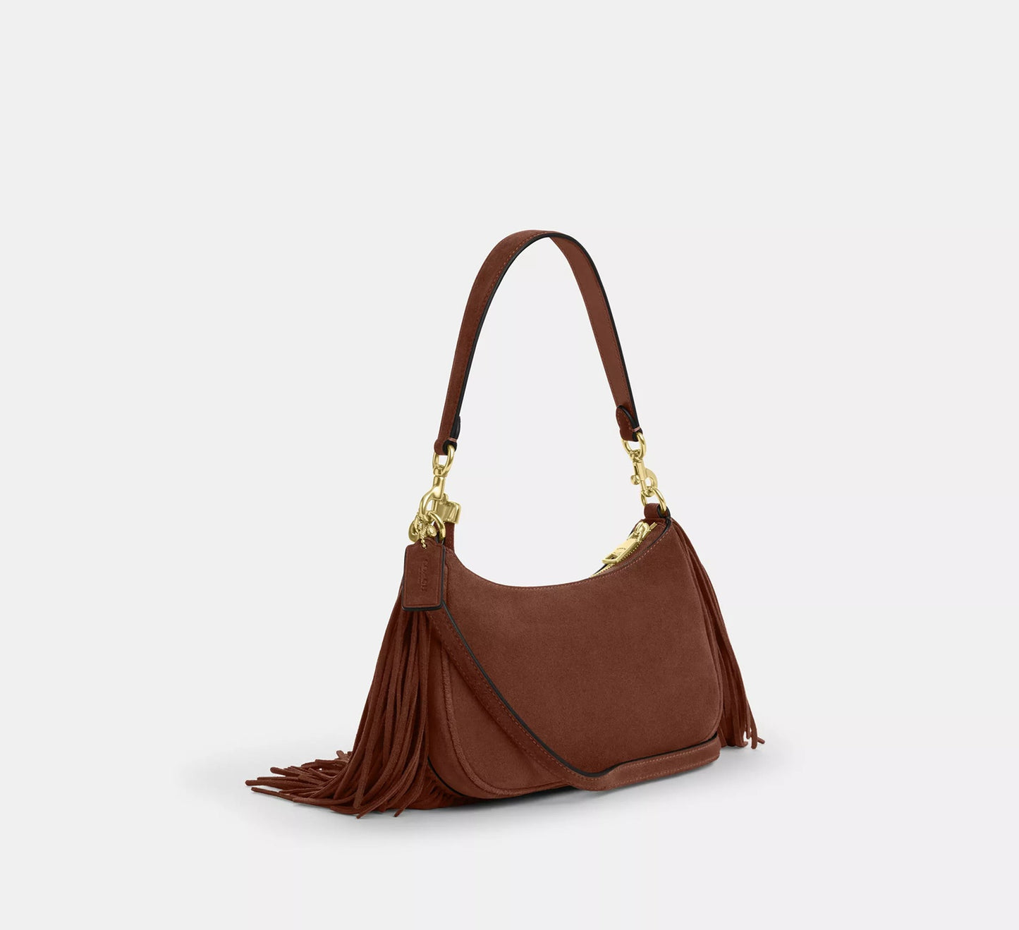Teri Shoulder Bag With Fringe Suede Vintage Brown Coach