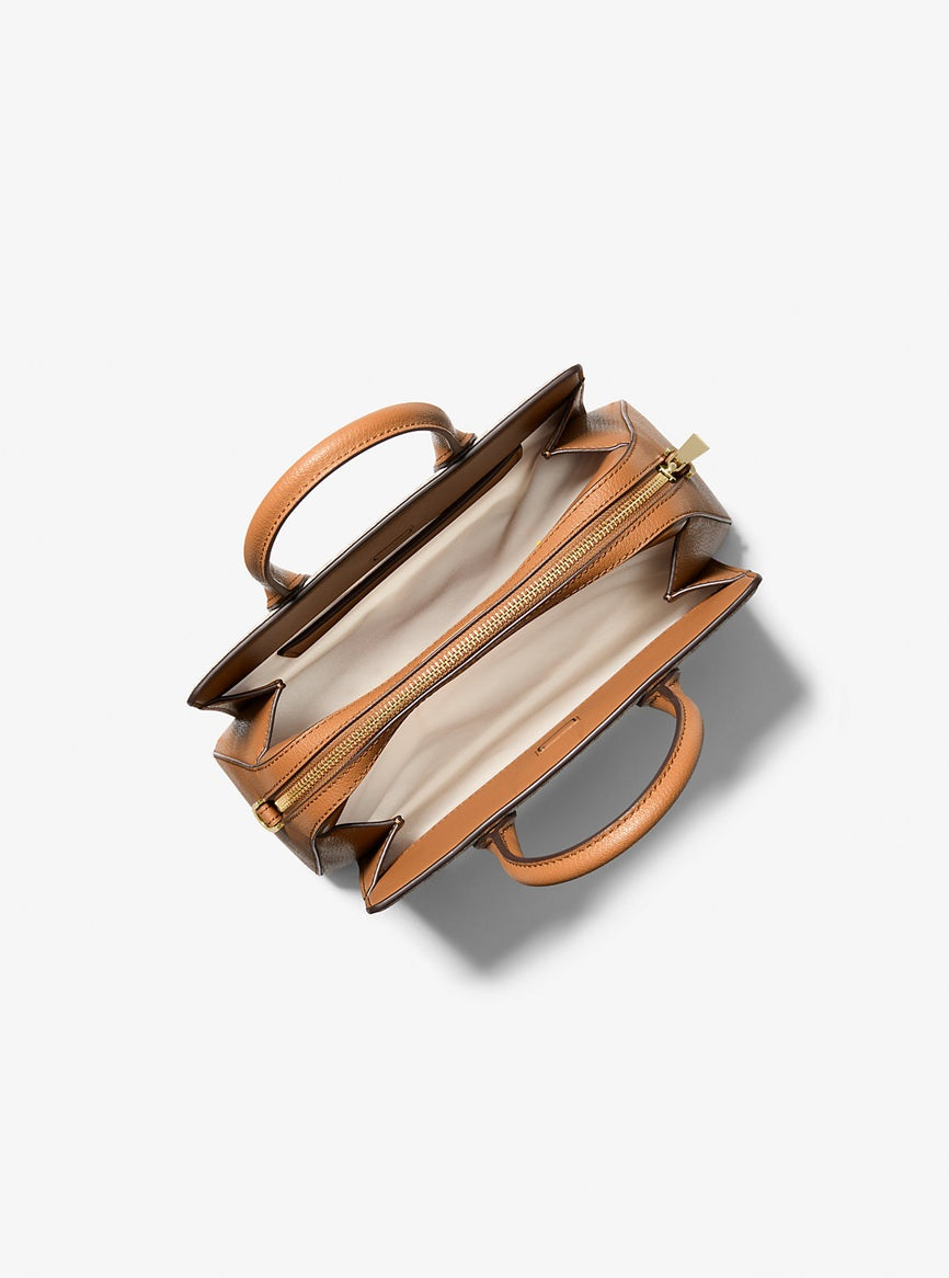 Laila Small Signature Logo Satchel Brown Michael Kors
