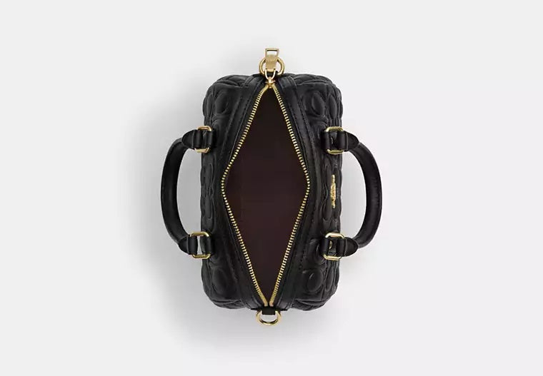 Mini Rowan Crossbody Bag In Signature Leather Black Coach