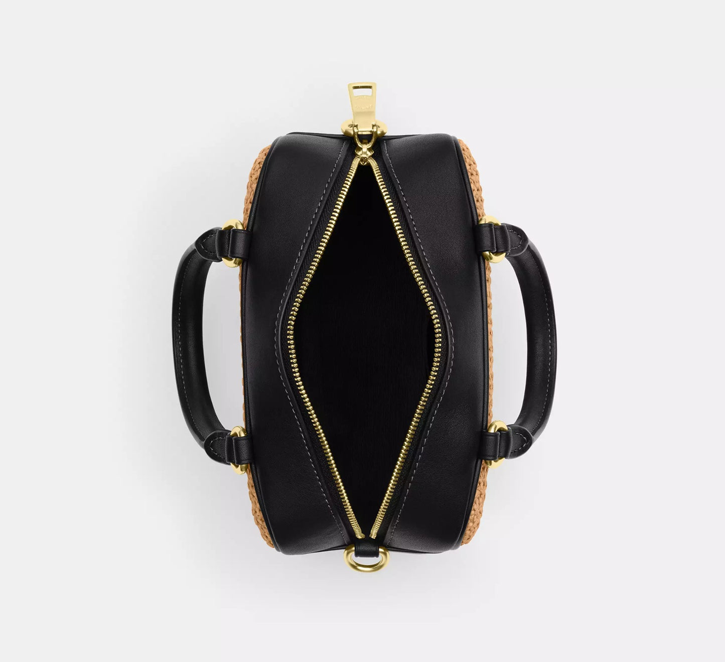Satchel Crossbody Bag Straw Toast Black Coach