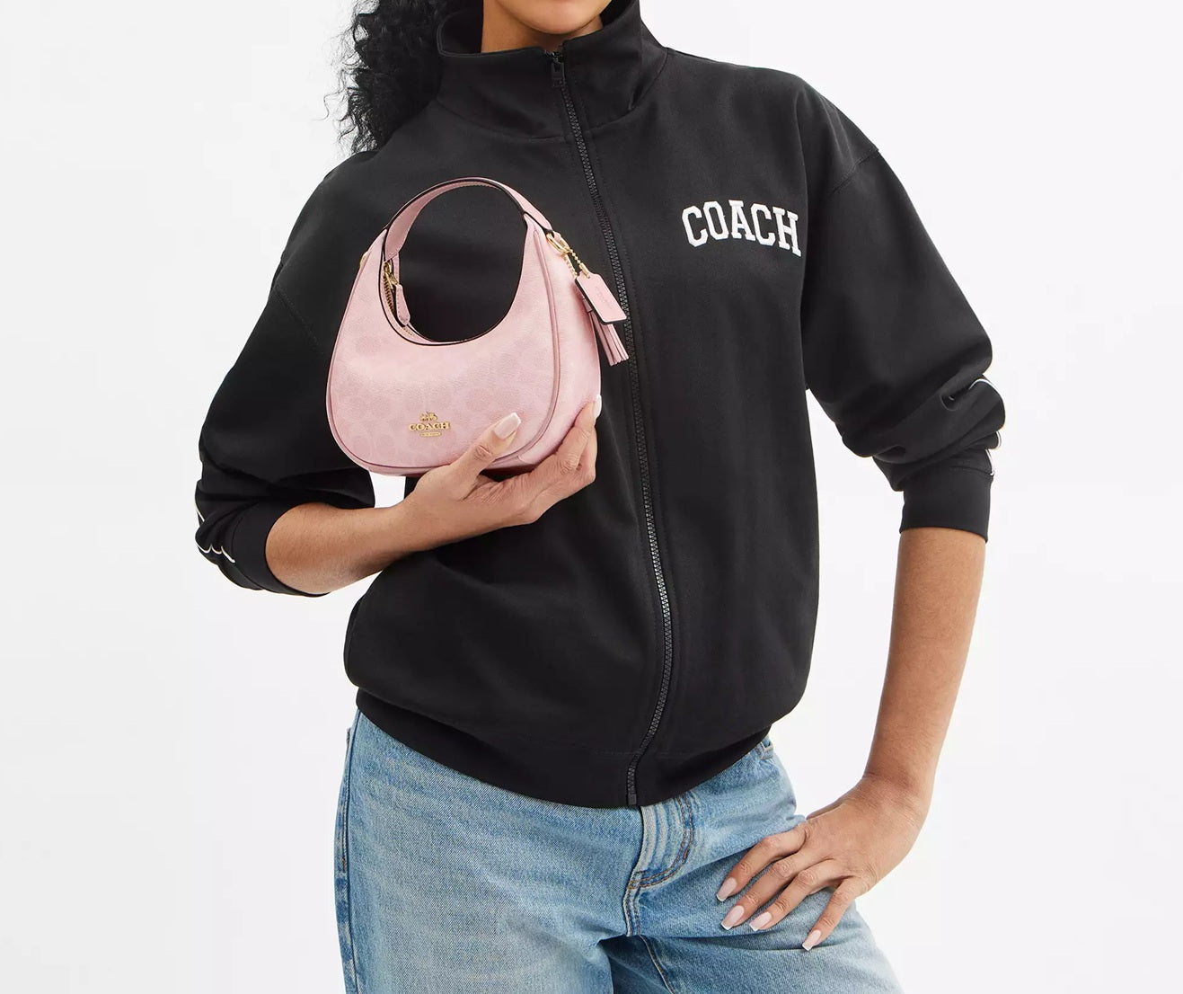 Carmen Mini Crossbody Bag In Signature Canvas Powder Pink Coach