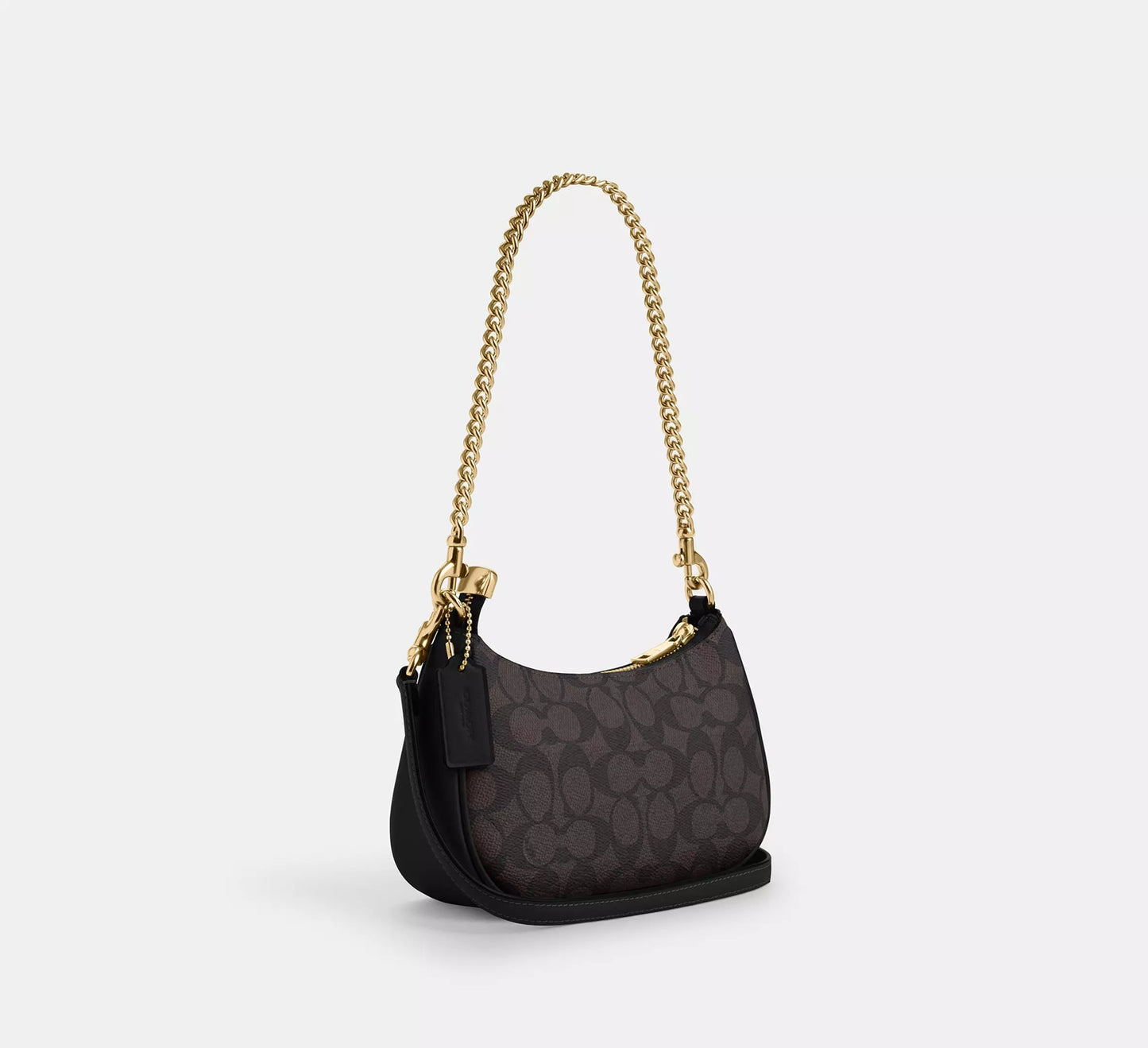 Teri Mini Crossbody Bag In Signature Canvas Walnut Black Coach