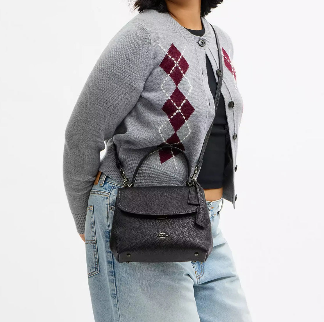 Emory Top Handle Bag Gunmetal Black Coach