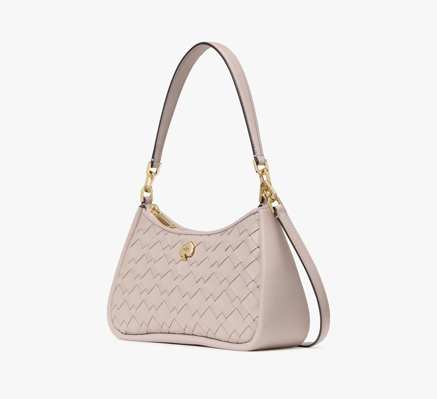 Kayla Woven Leather Small Convertible Shoulder Bag Cozy Grey Kate Spade