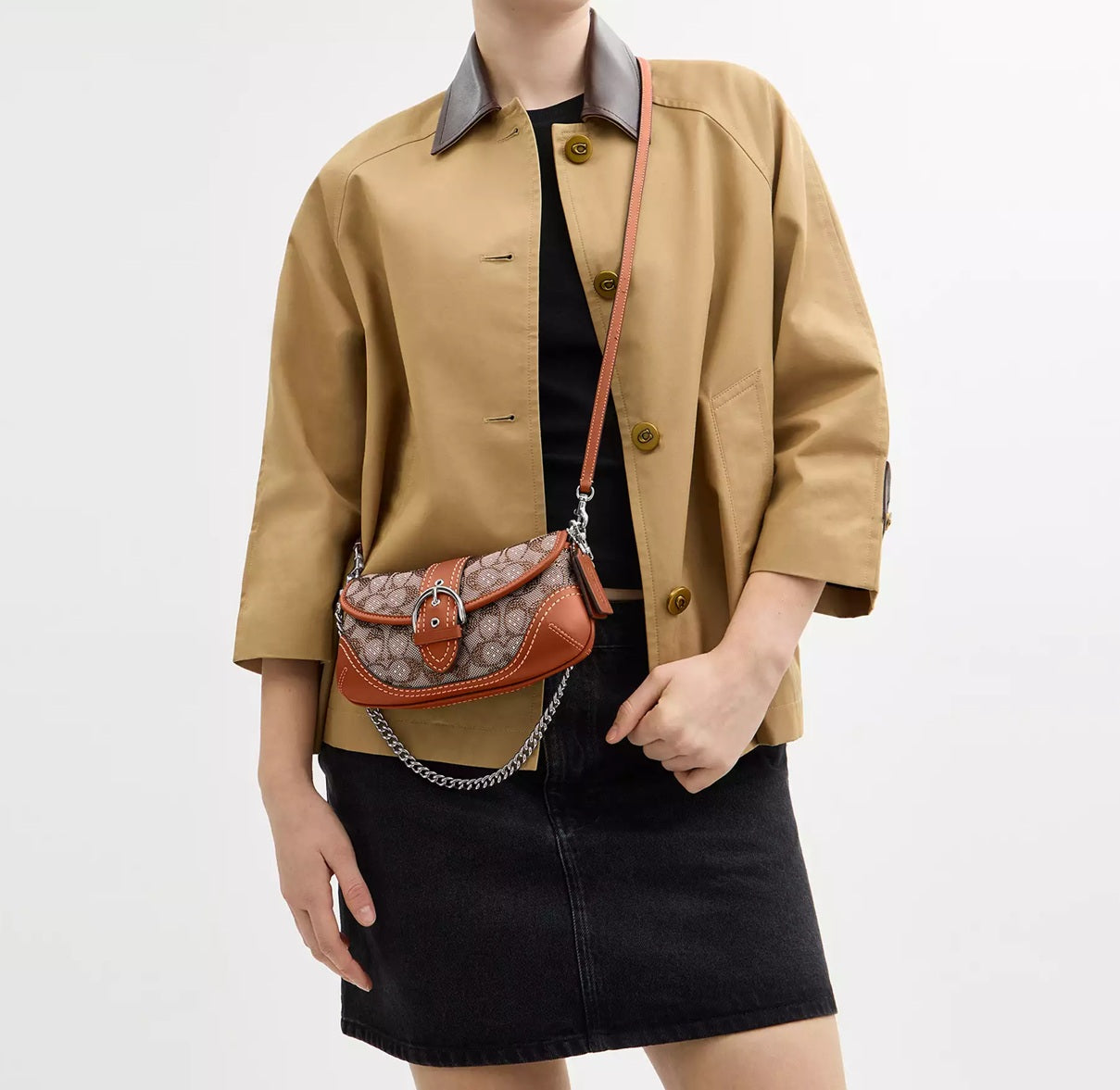 Soho Bag 25 In Crystal Signature Jacquard Burnished Amber Coach