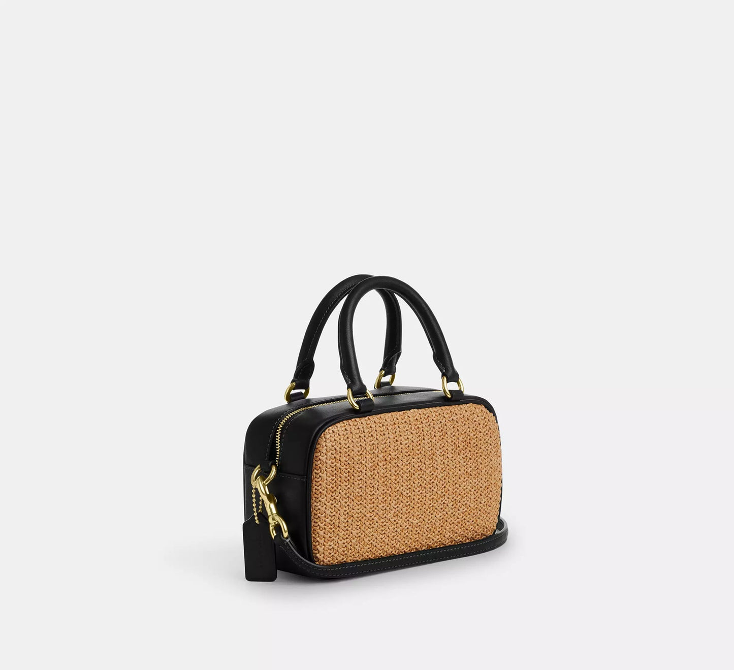 Satchel Crossbody Bag Straw Toast Black Coach