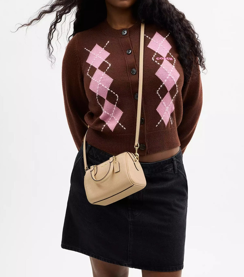 Mini Rowan Crossbody Bag In Signature Leather Oat Coach