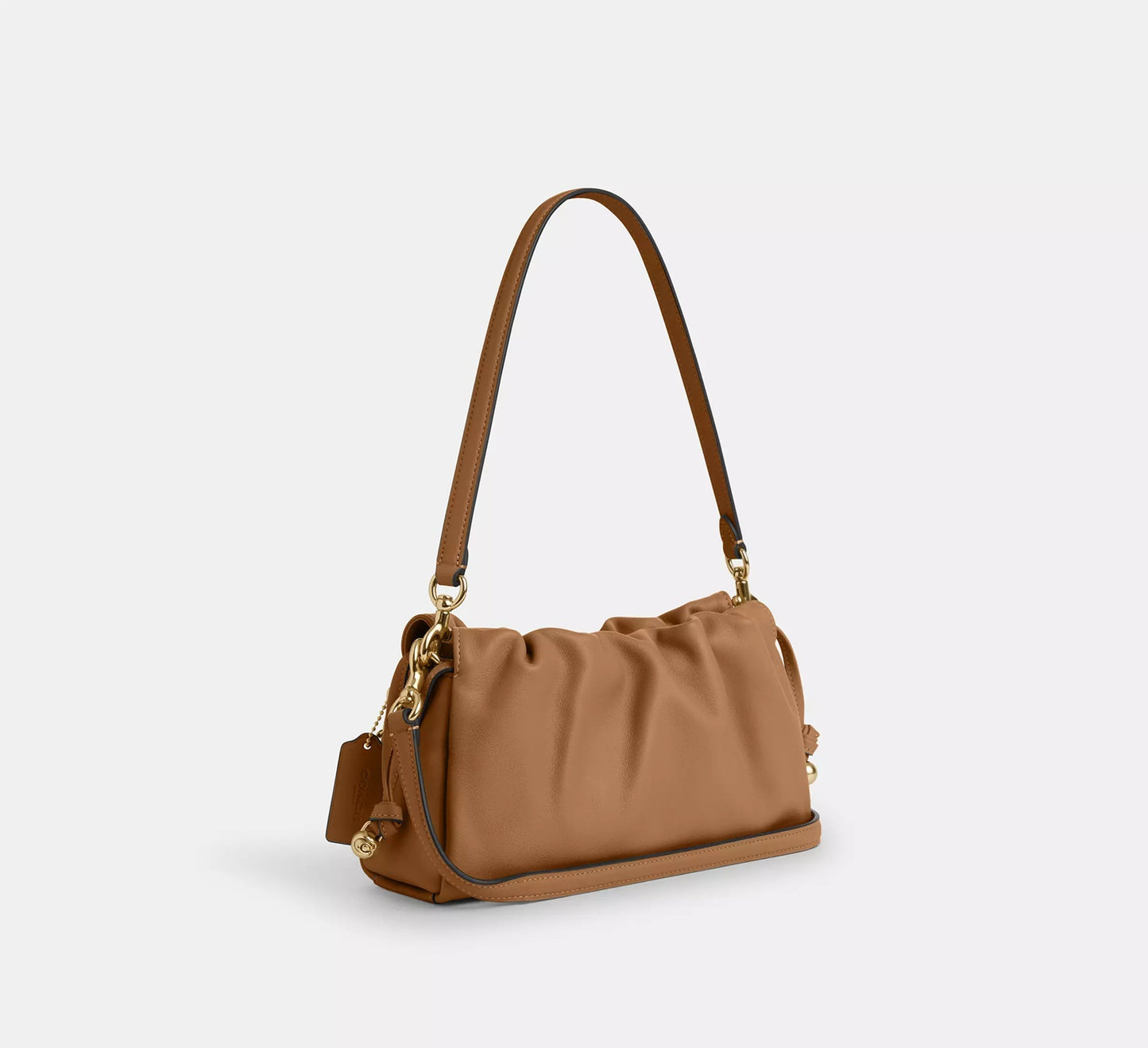 Faye Shoulder Bag With Ruching Honey Brown Coach