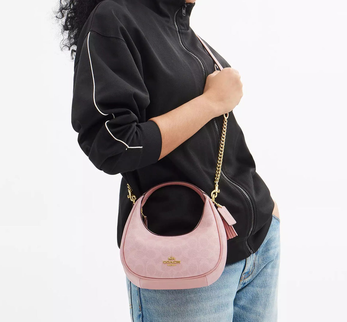 Carmen Mini Crossbody Bag In Signature Canvas Powder Pink Coach