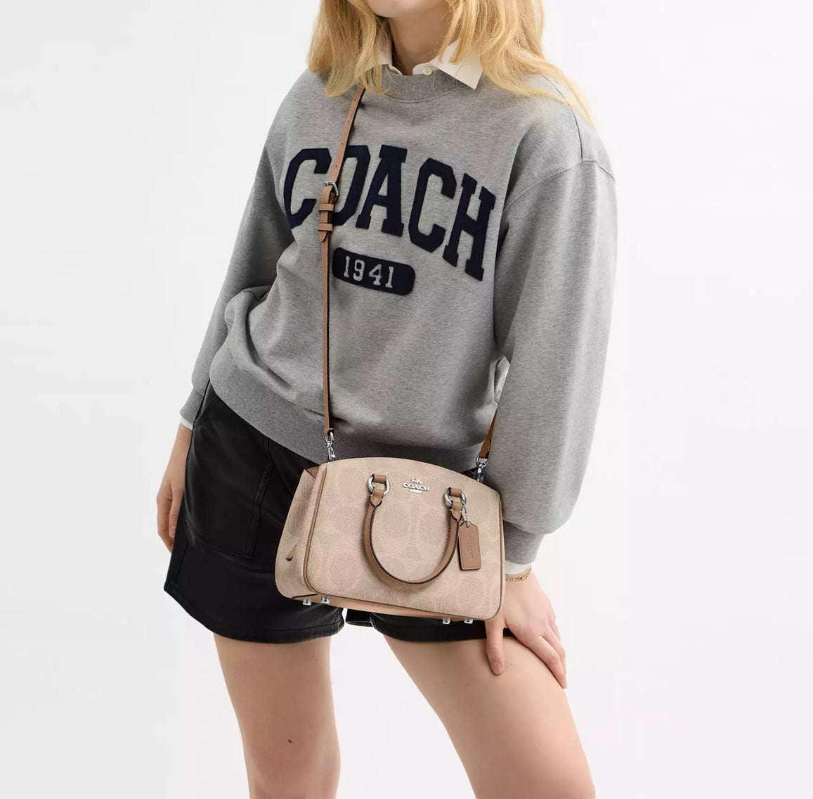 Savannah Small Carryall Bag In Signature Canvas Sand Taupe Coach