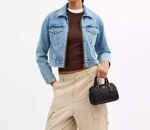 Mini Rowan Crossbody Bag In Signature Leather Black Coach