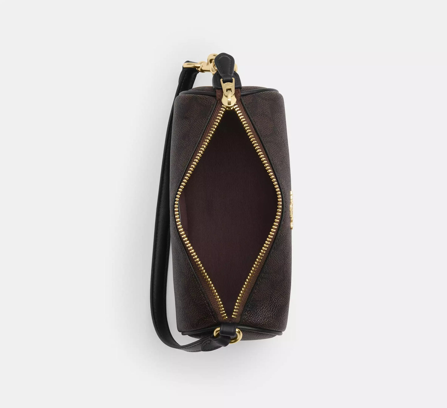 Nolita Barrel Bag In Signature Canvas Walnut Black Coach