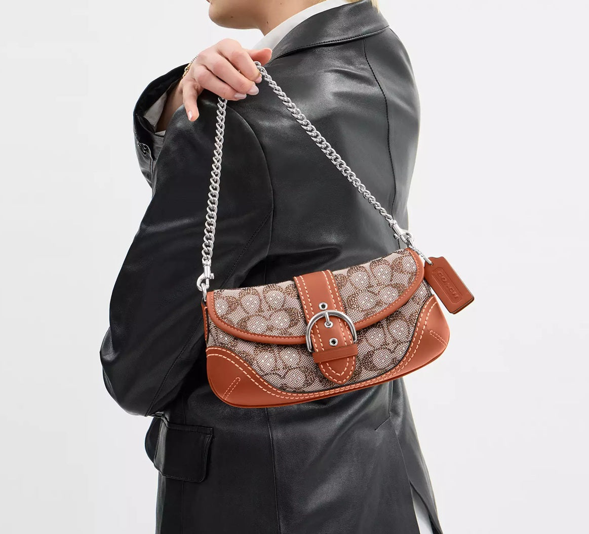 Soho Bag 25 In Crystal Signature Jacquard Burnished Amber Coach