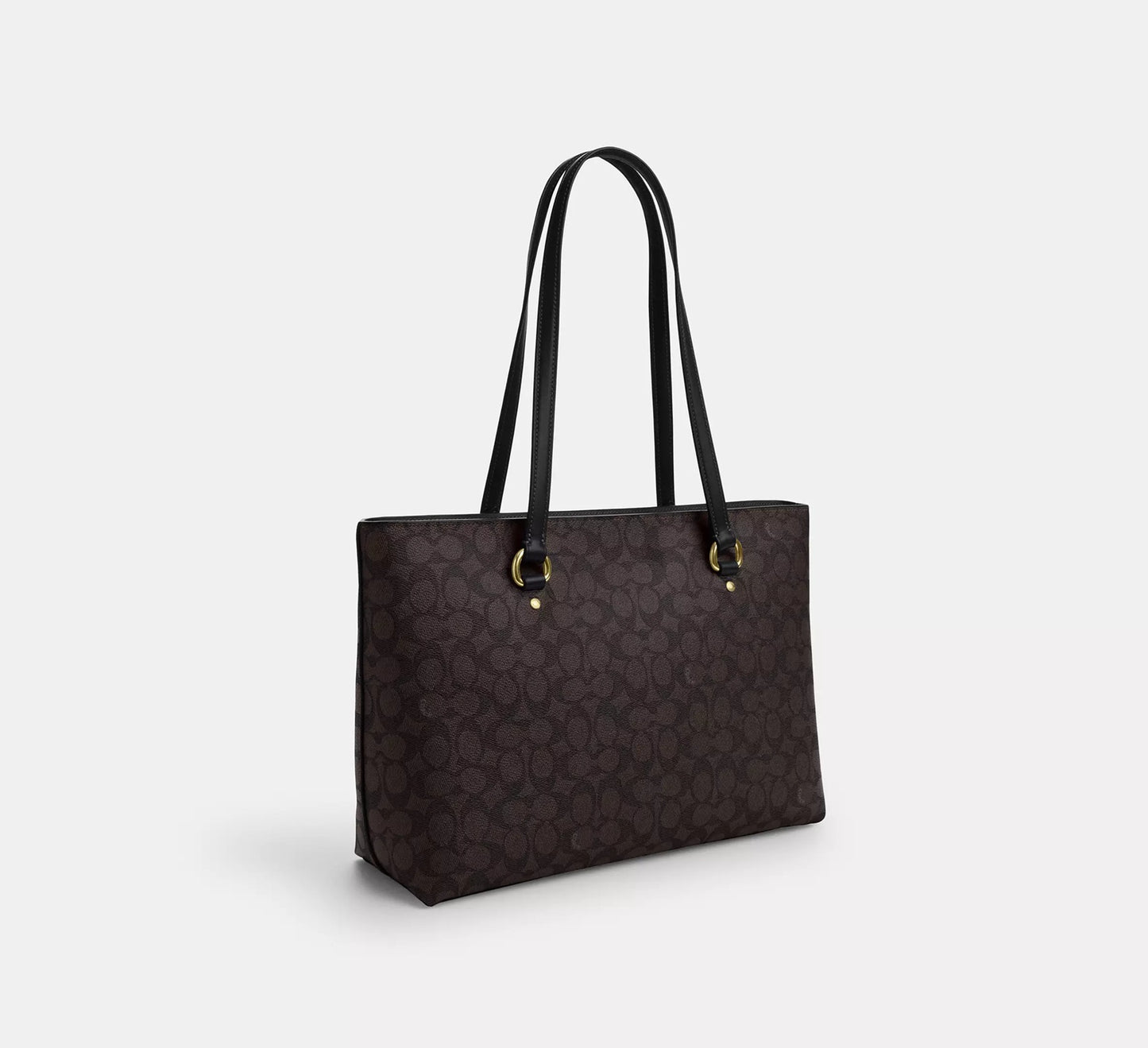 Station Tote Bag In Signature Canvas Walnut Black Coach