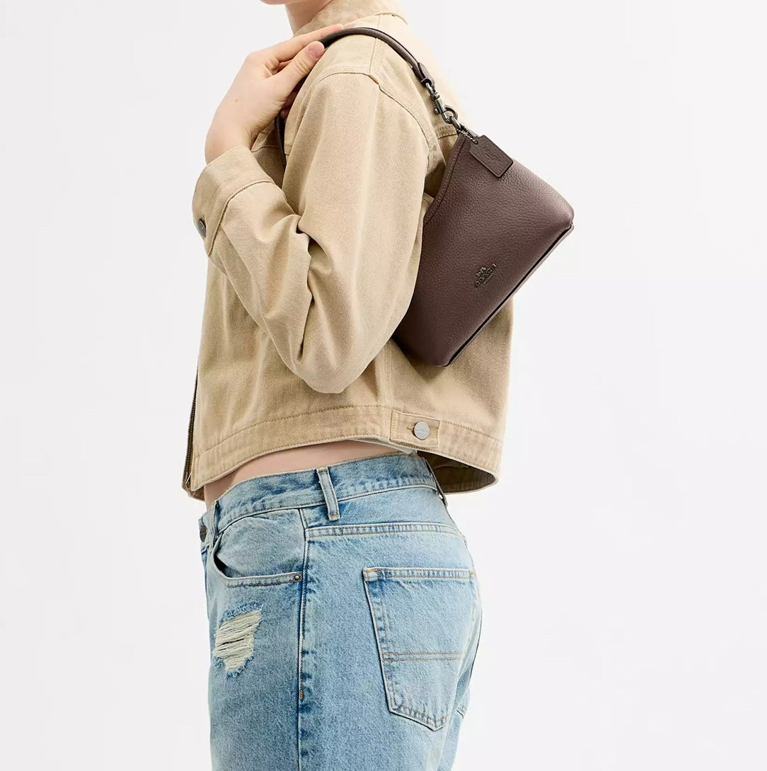 Laurel Small Shoulder Bag Dark Stone Coach