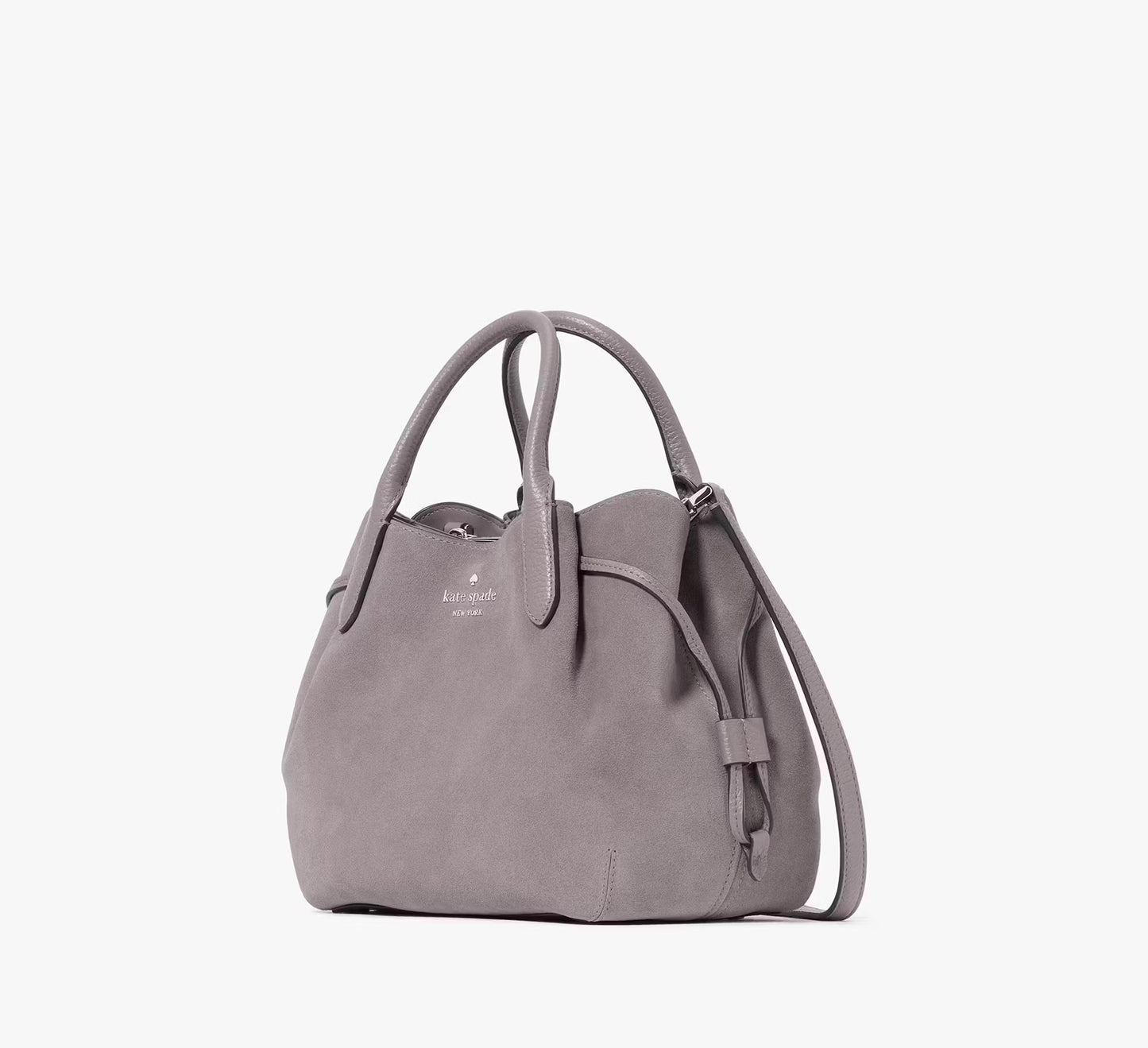 Dumpling Suede Small Satchel Bag Hare Grey Kate Spade