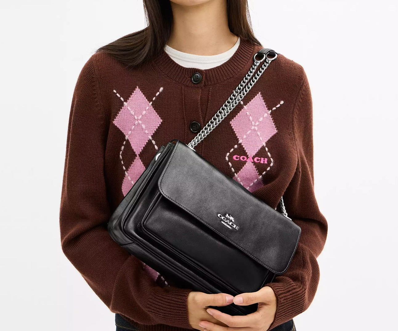 Elodie Crossbody Bag Silver Black Coach