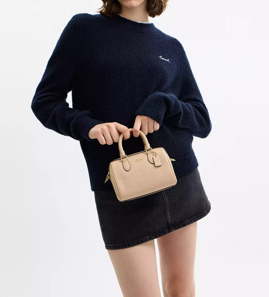 Mini Rowan Crossbody Bag In Signature Leather Oat Coach