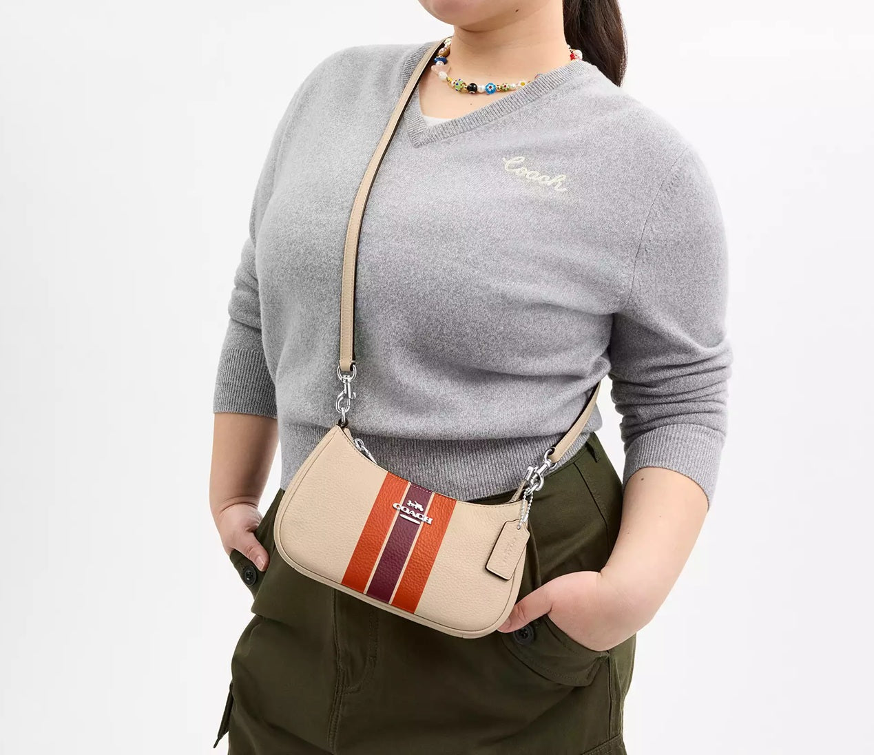 Teri Mini Crossbody Bag With Stripe Ivory Multi Coach