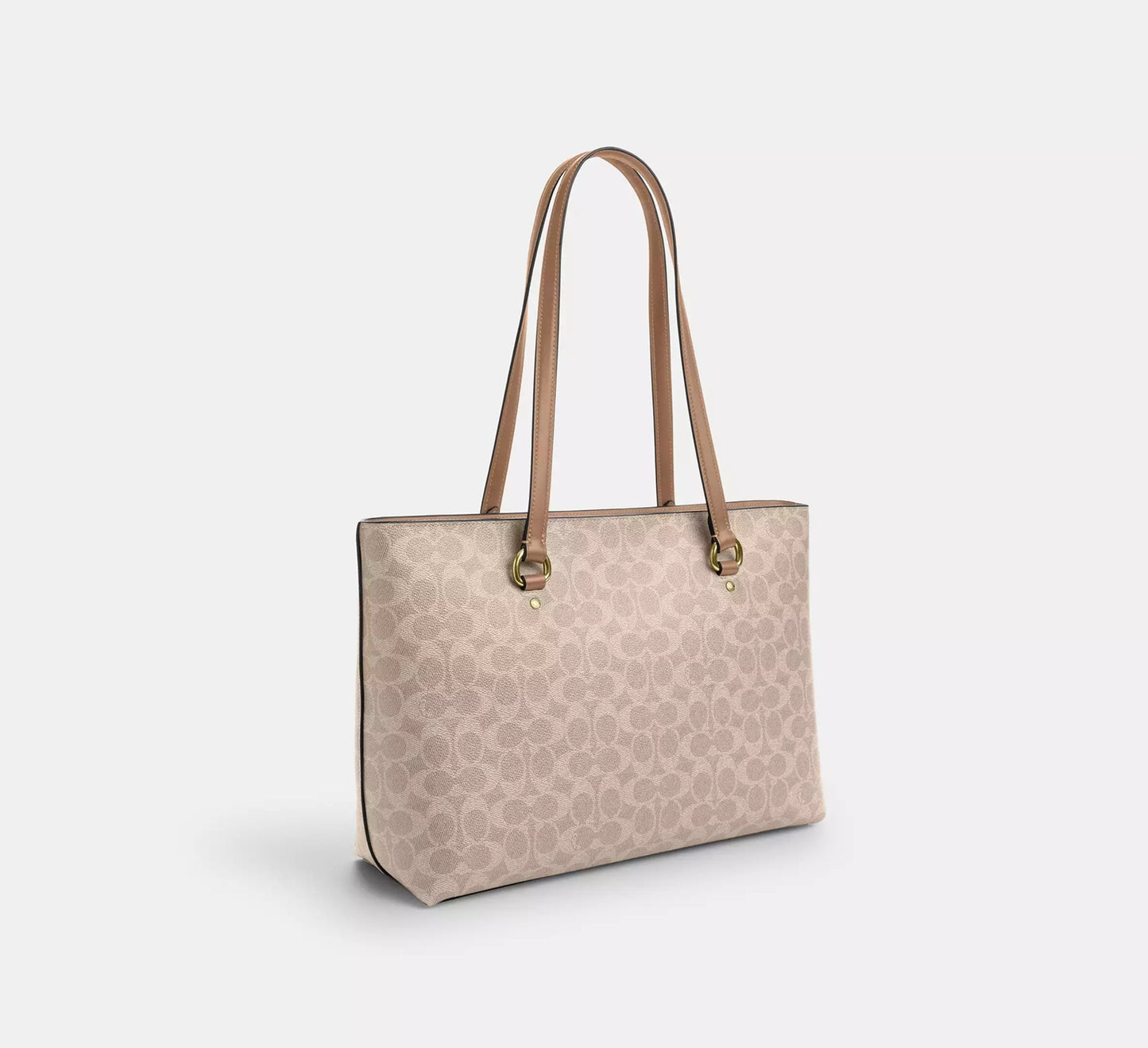 Station Tote Bag In Signature Canvas Sand Taupe Coach