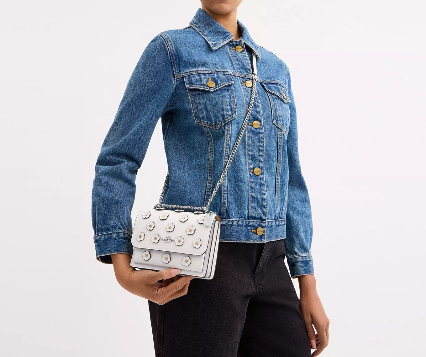 Mini Klare Crossbody Bag With Floral Applique Chalk Coach