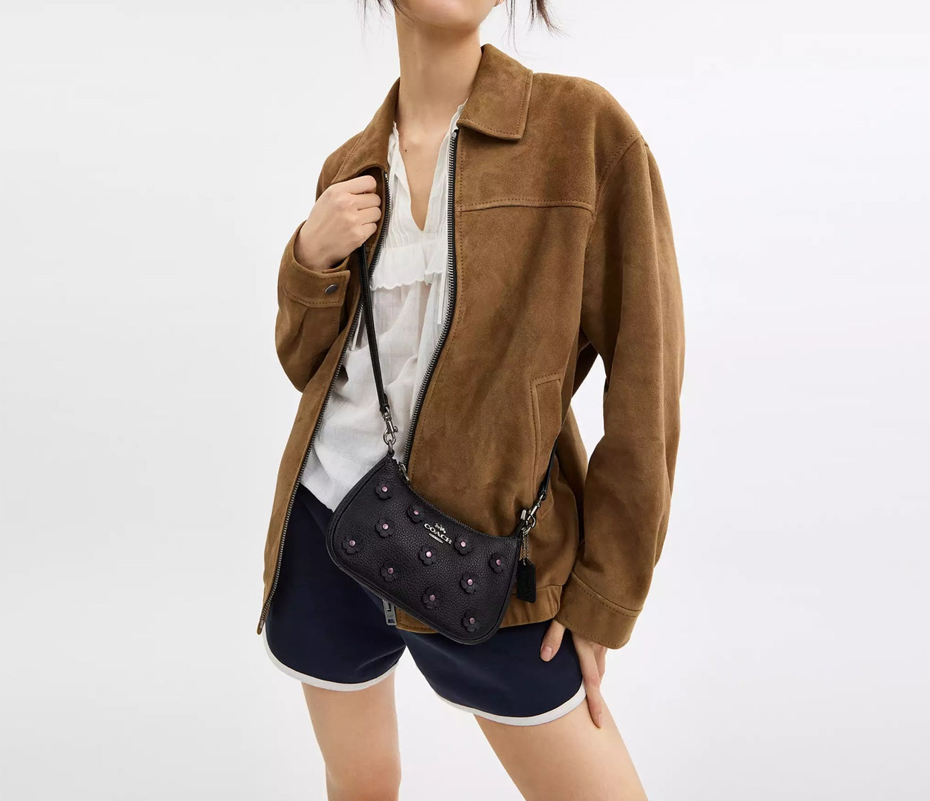 Teri Mini Crossbody Bag With Floral Applique Black Coach