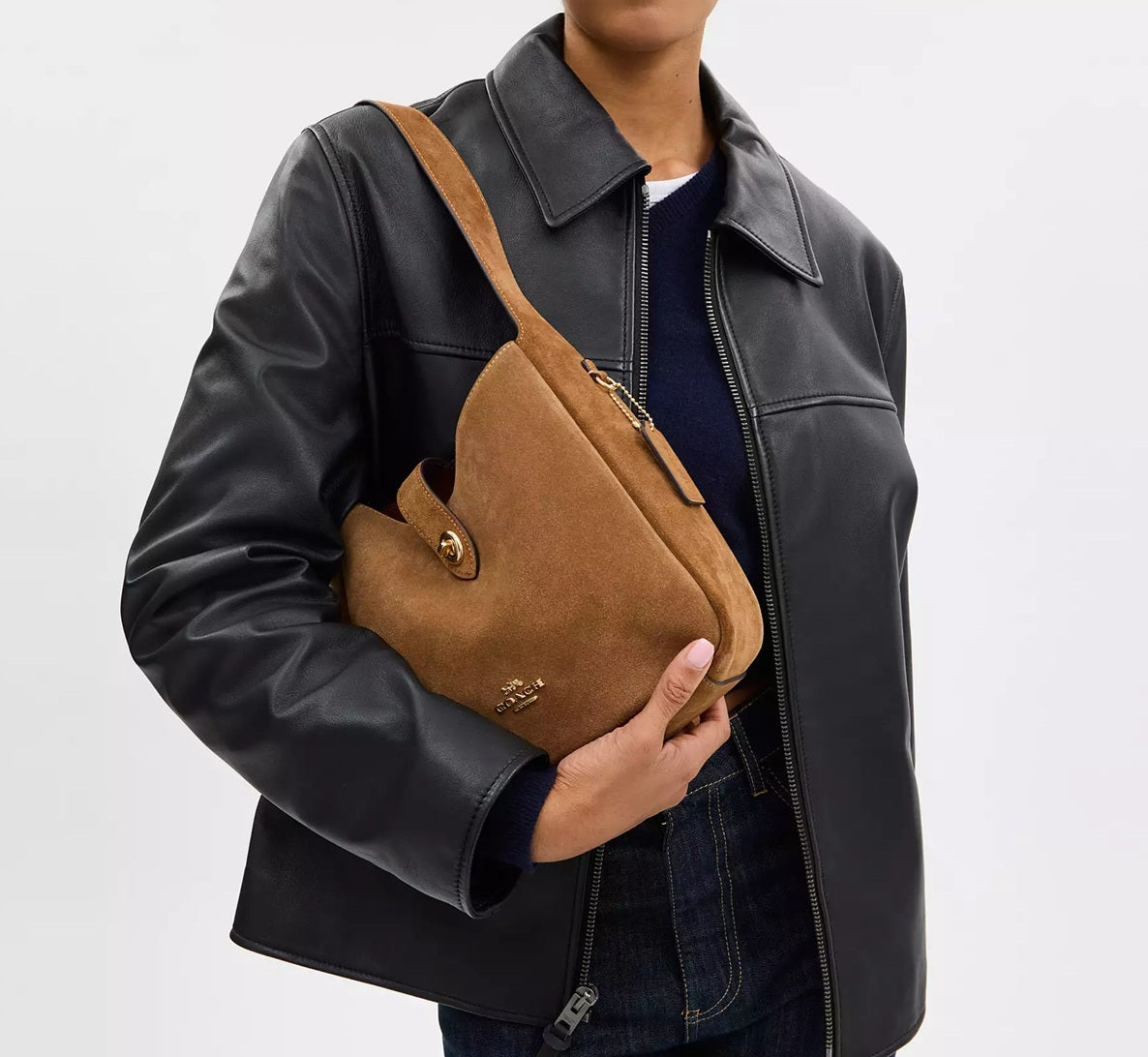 Hadley Convertible Crossbody Bag Suede Sienna Coach