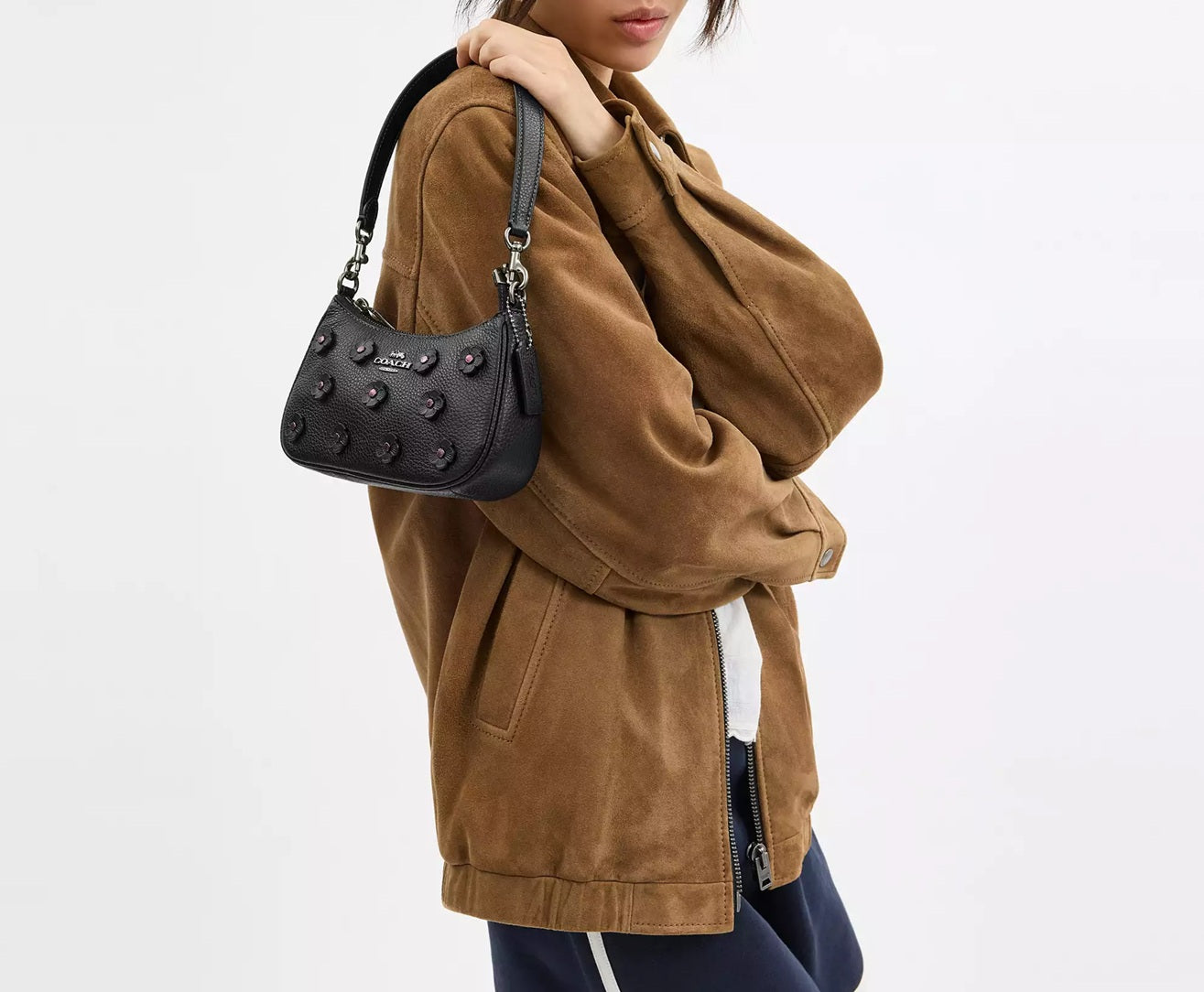 Teri Mini Crossbody Bag With Floral Applique Black Coach