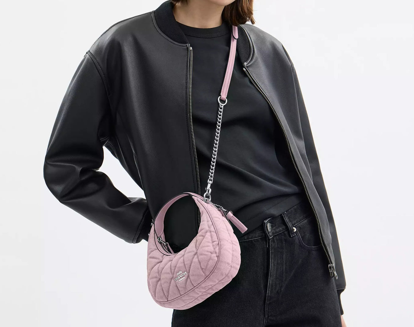 Carmen Mini Crossbody Bag Quilted Denim Ballerina Carnation Coach