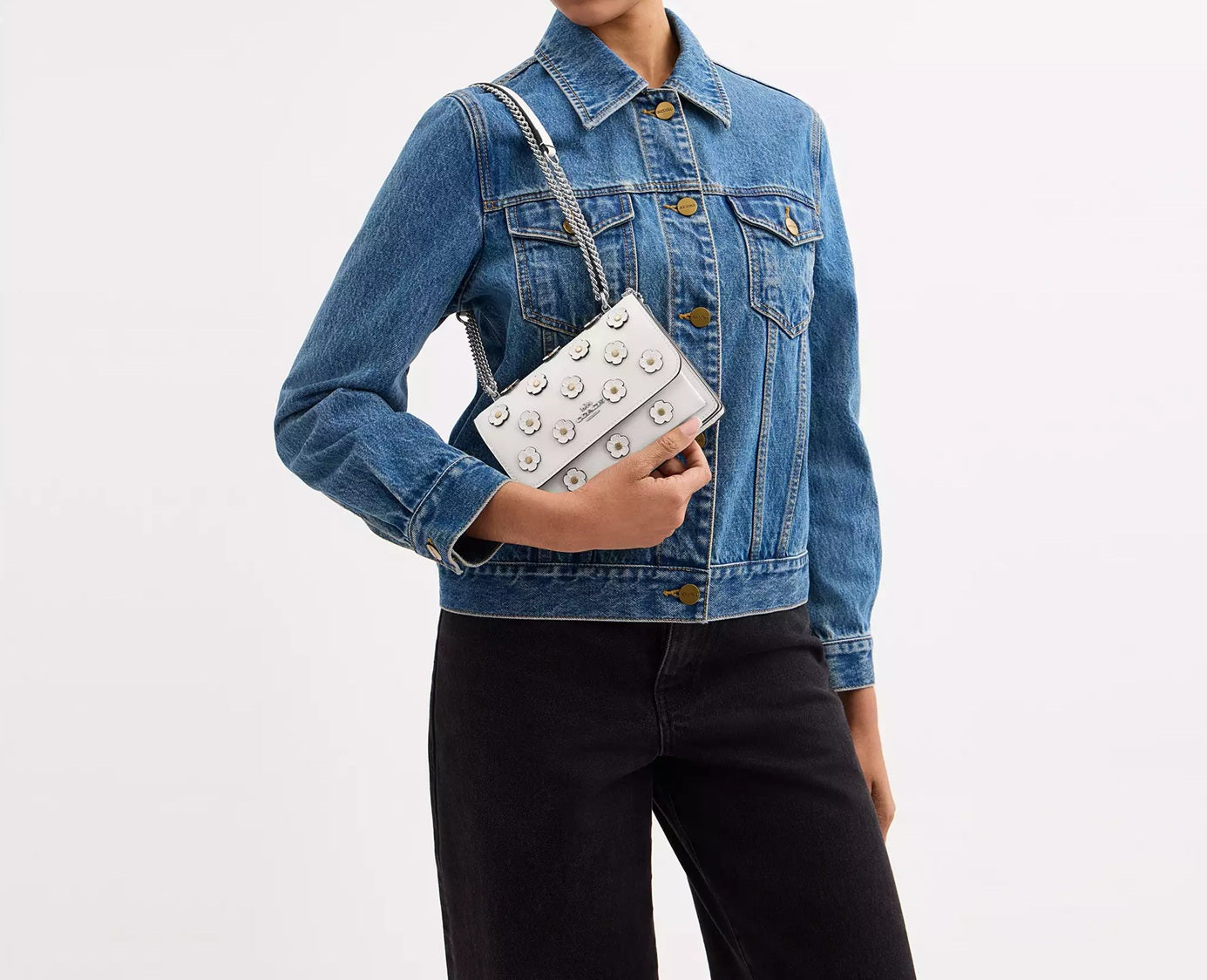 Mini Klare Crossbody Bag With Floral Applique Chalk Coach