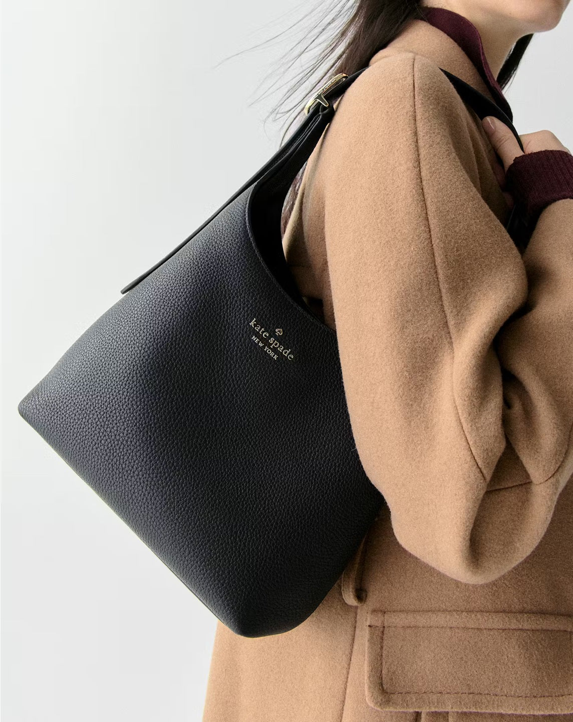 454 Suede Small Shoulder Bag Black Kate Spade