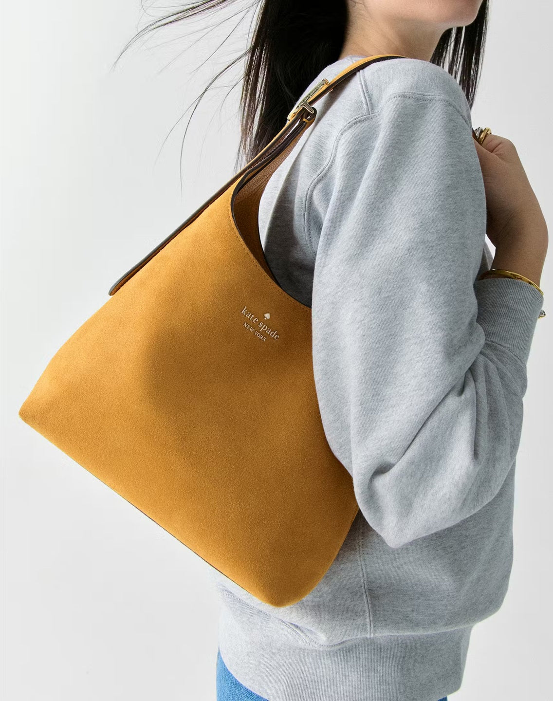 454 Suede Small Shoulder Bag Squash Blossom Kate Spade