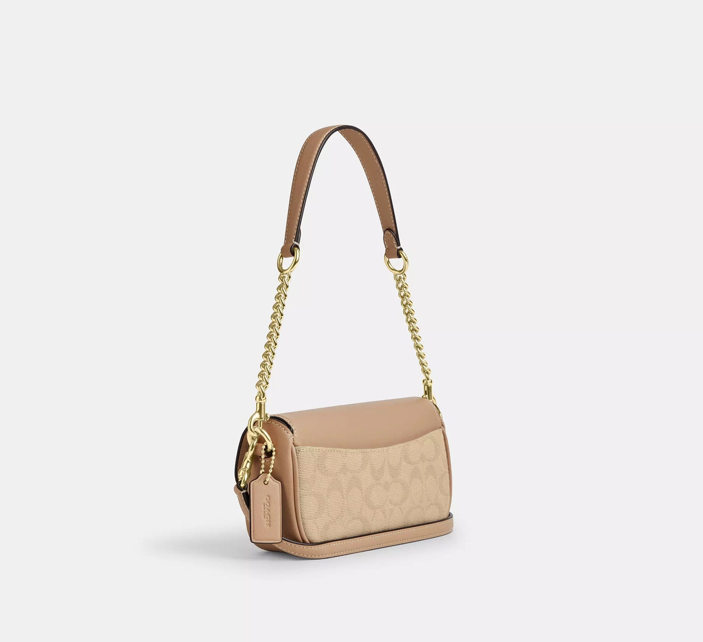 Hailey Flap Bag With Signature Canvas Dark Natural Multi Coach