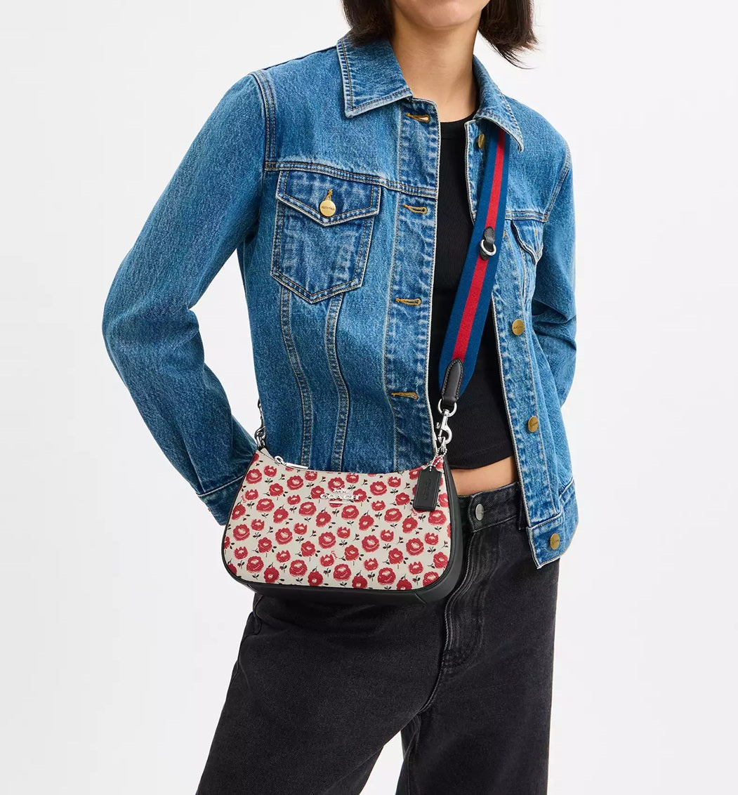 Teri Shoulder Bag With Floral Print Chalk Black Multi Coach