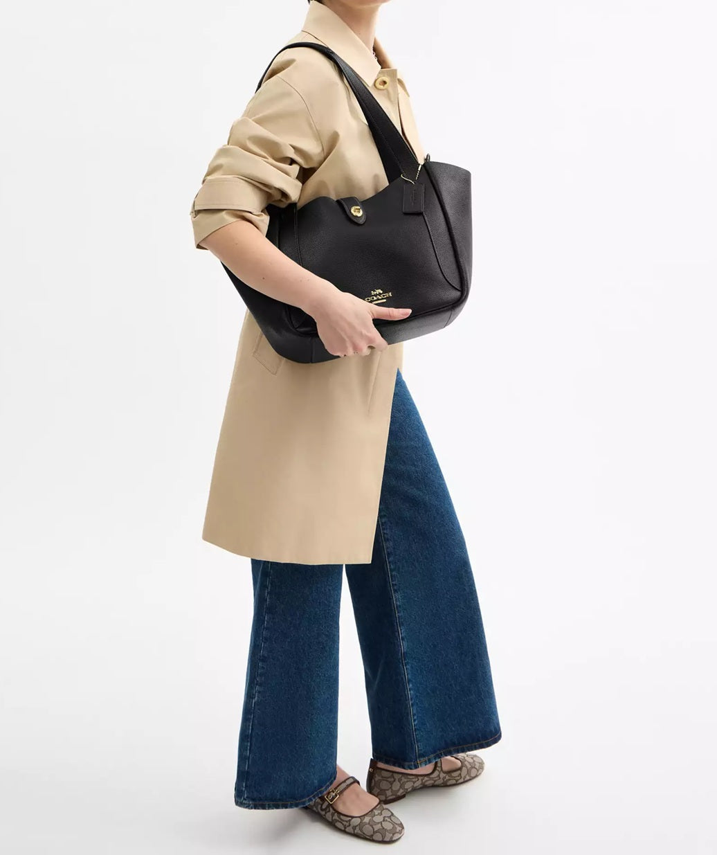 Hadley Turnlock Tote Bag Black Coach