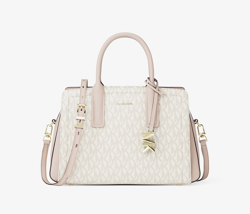 Laila Small Signature Logo Satchel Soft Pink Michael Kors