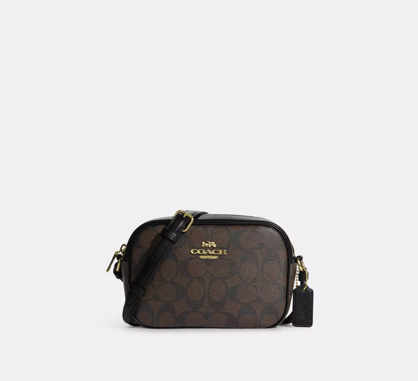 Mini Jamie Camera Bag In Signature Canvas Brown Black Coach