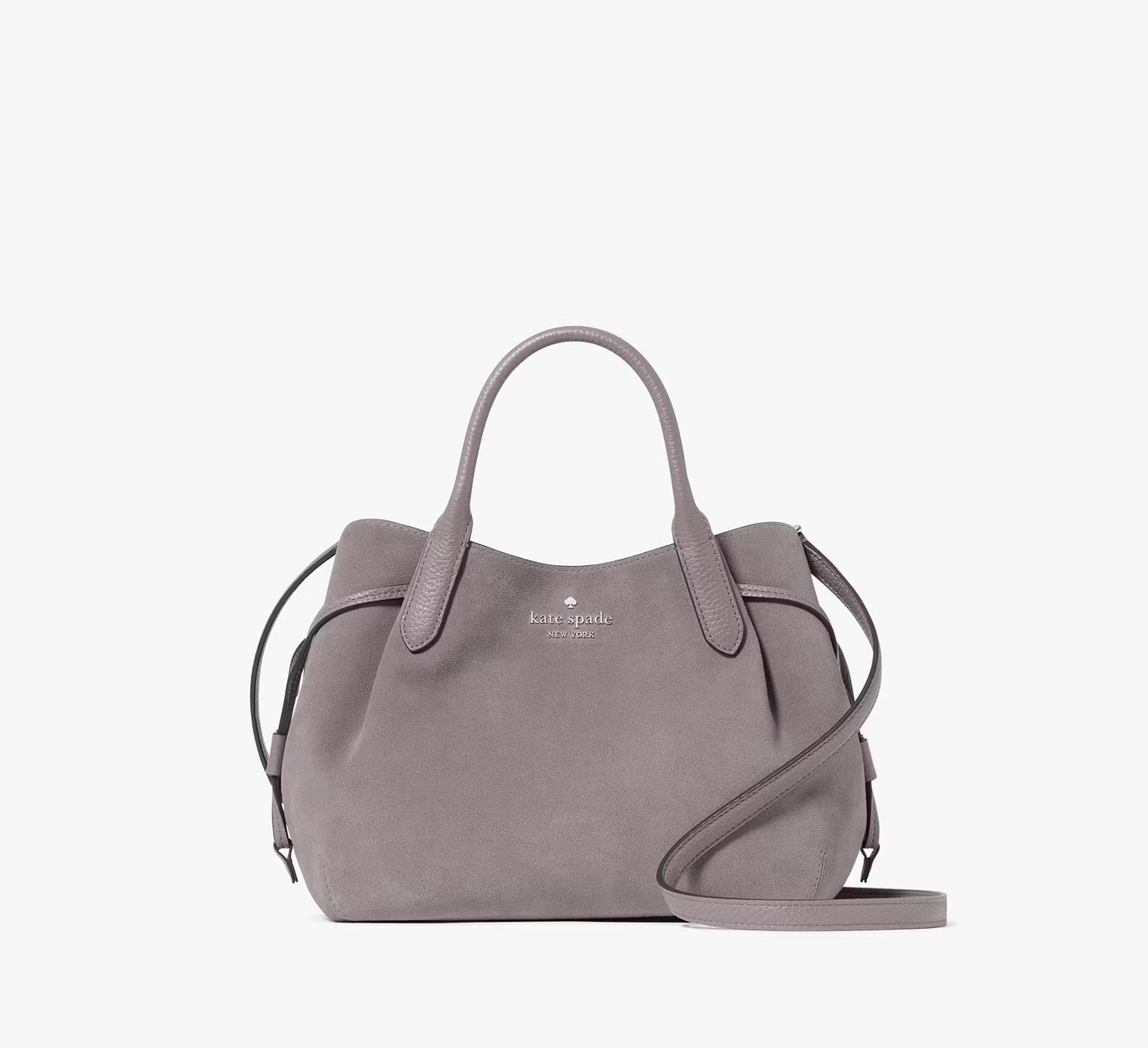 Dumpling Suede Small Satchel Bag Hare Grey Kate Spade
