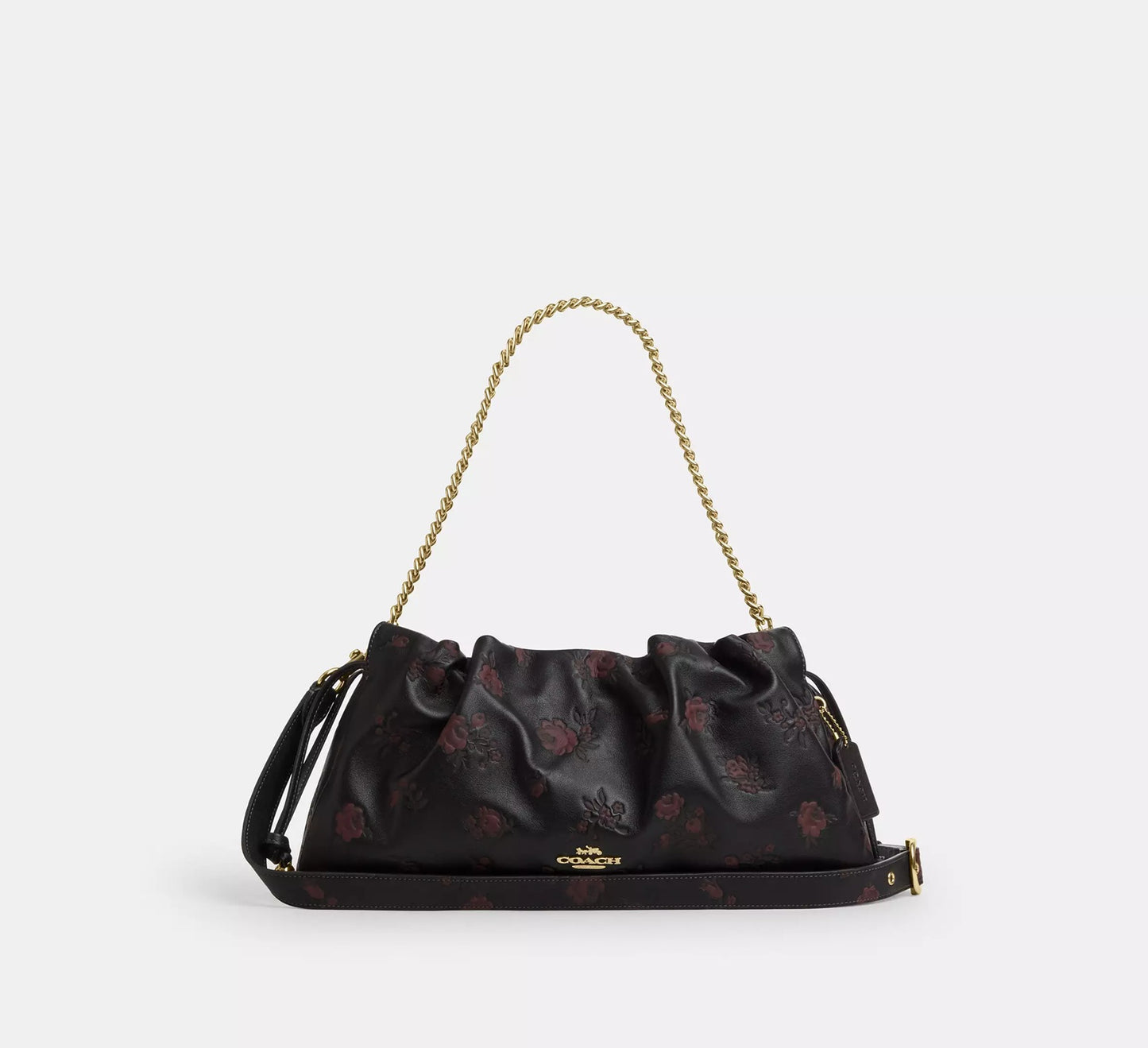 Faye Large Shoulder Bag With Floral Print Wine Multi Coach
