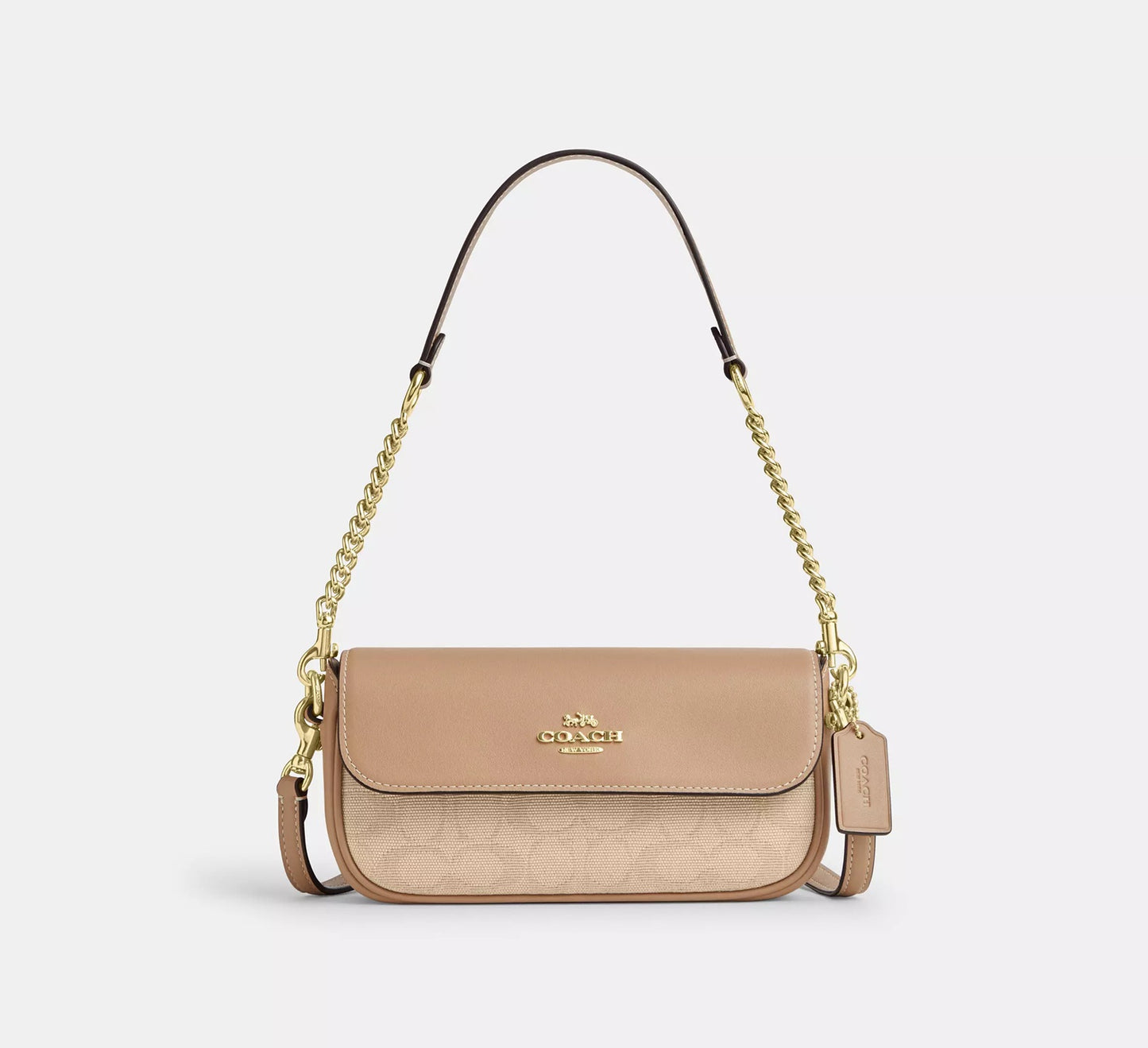 Hailey Flap Bag With Signature Canvas Dark Natural Multi Coach