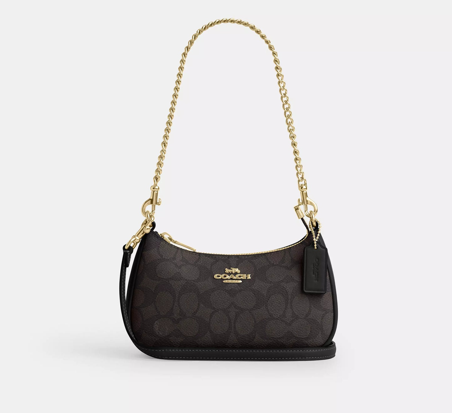 Teri Mini Crossbody Bag In Signature Canvas Walnut Black Coach