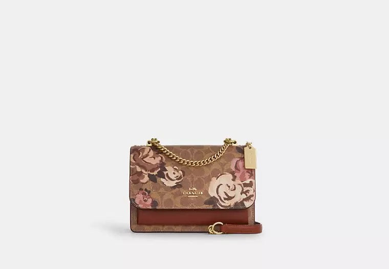 Klare Crossbody Bag In Signature Canvas With Rose Print Tan Multi Coach