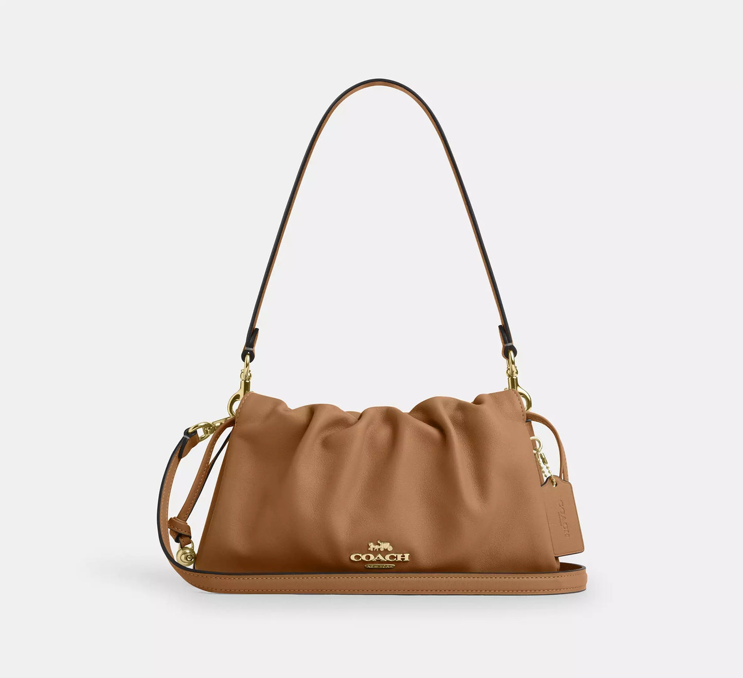 Faye Shoulder Bag With Ruching Honey Brown Coach