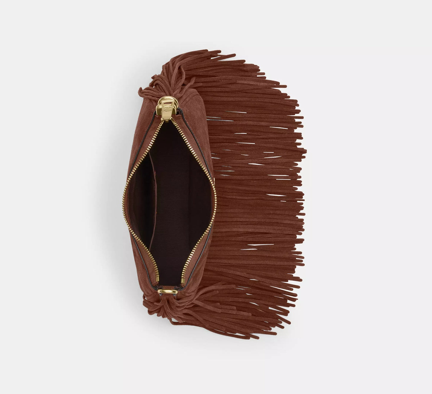 Teri Shoulder Bag With Fringe Suede Vintage Brown Coach