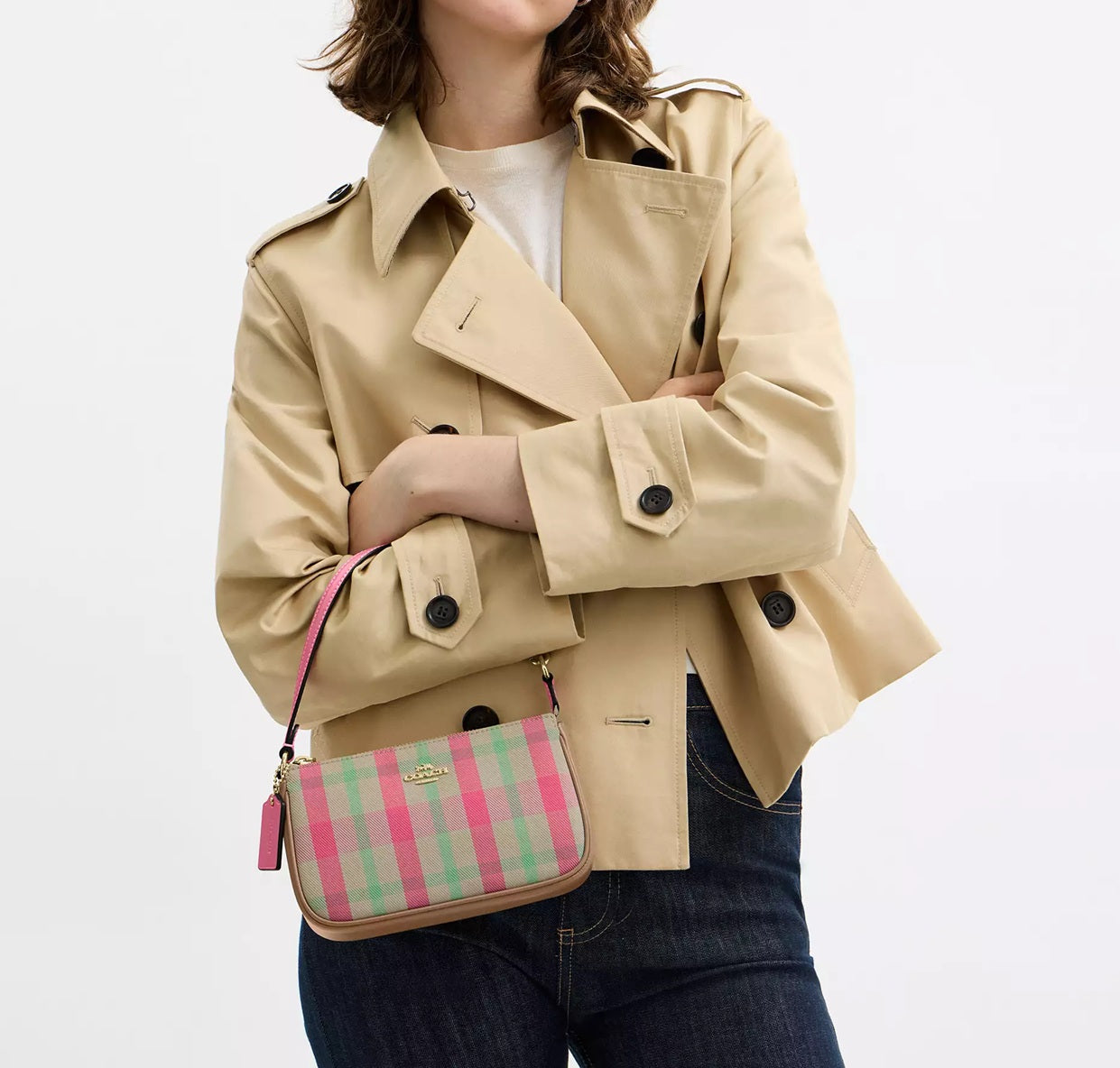 Nolita 19 With Plaid Print Pink Multi Bag Coach