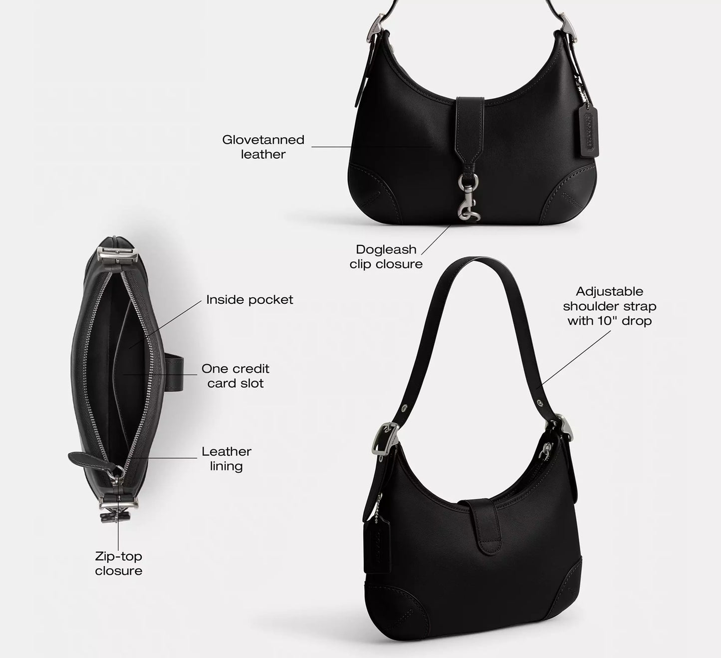 Hamptons Hobo Bag Black Coach