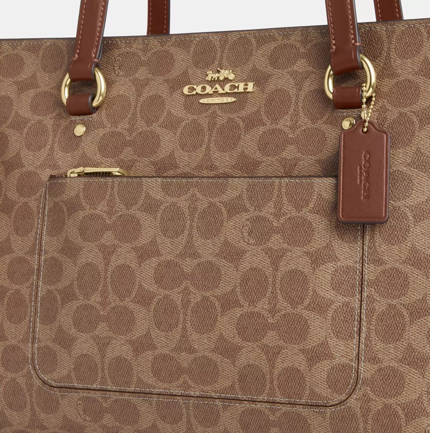 Station Tote Bag In Signature Canvas Tan Brown Coach