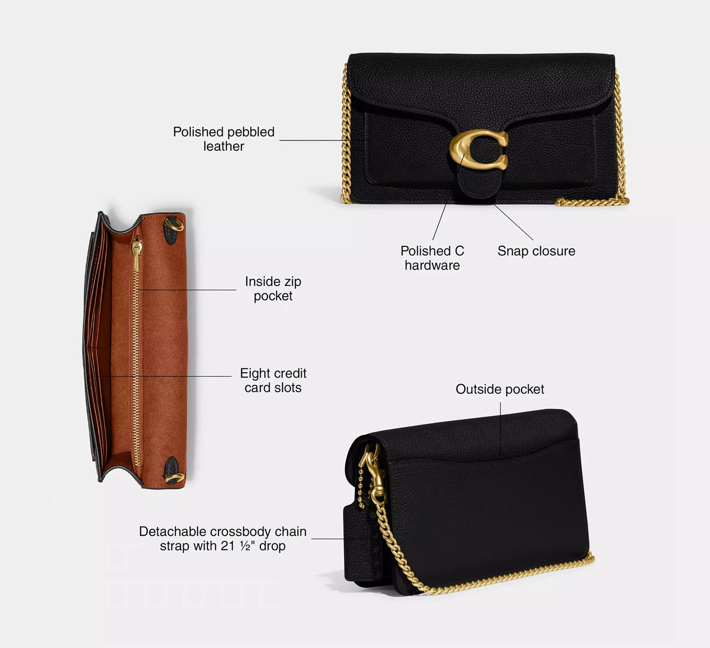 Tabby Chain Clutch Chalk Coach